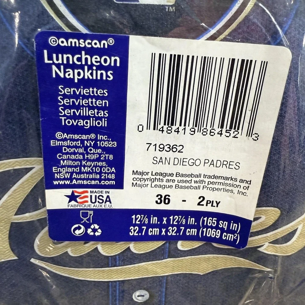 San Diego Padres Luncheon Napkins One Size Blue MLB Baseball Party Amscan
